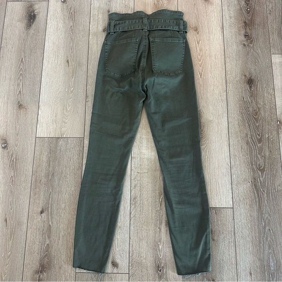 Revolve Pistolla Inez Paperbag Belted Skinny Jeans Pants Olive Green Casual 24 - Picture 5 of 6